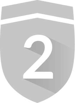Schildsymbol mit der Zahl 2 – steht für bis zu 2 Jahre Motorgarantie.