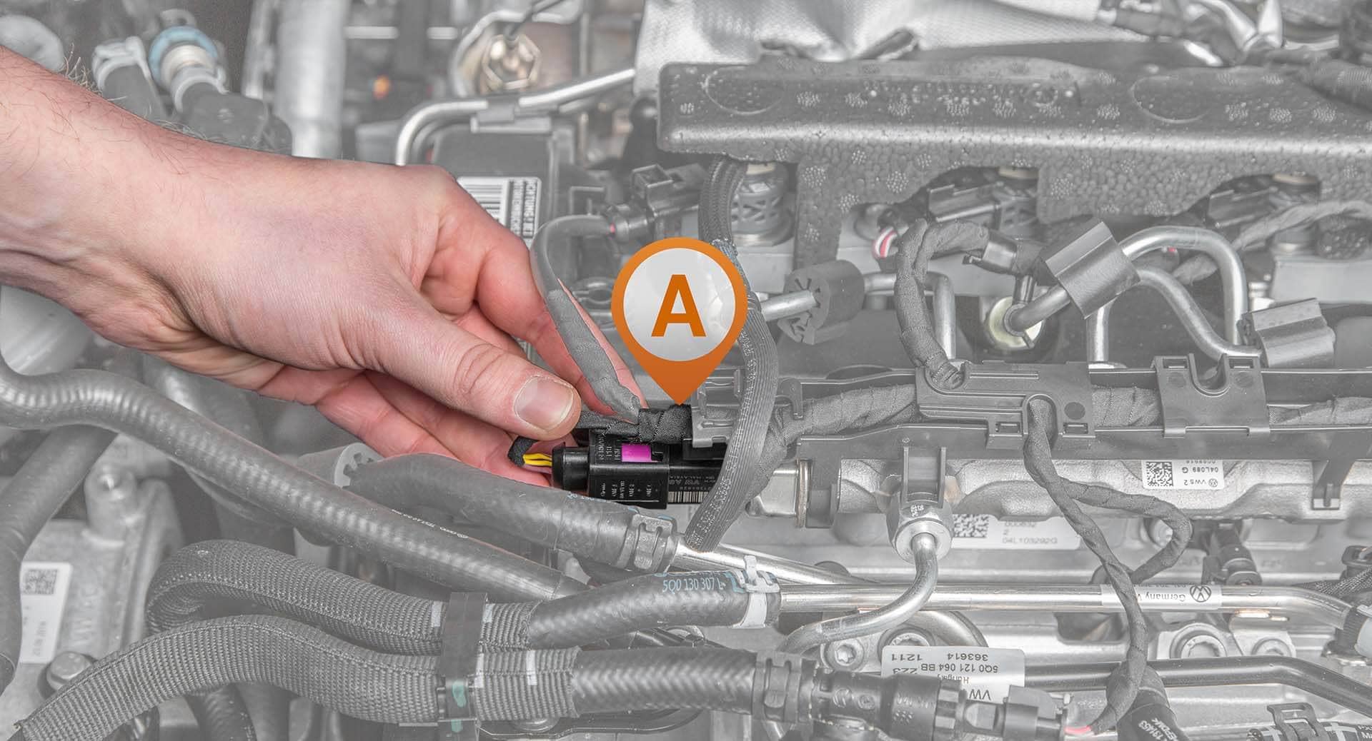 Anschluss am Common-Rail Sensor (A) Anschluss am Common-Rail Sensor (A)